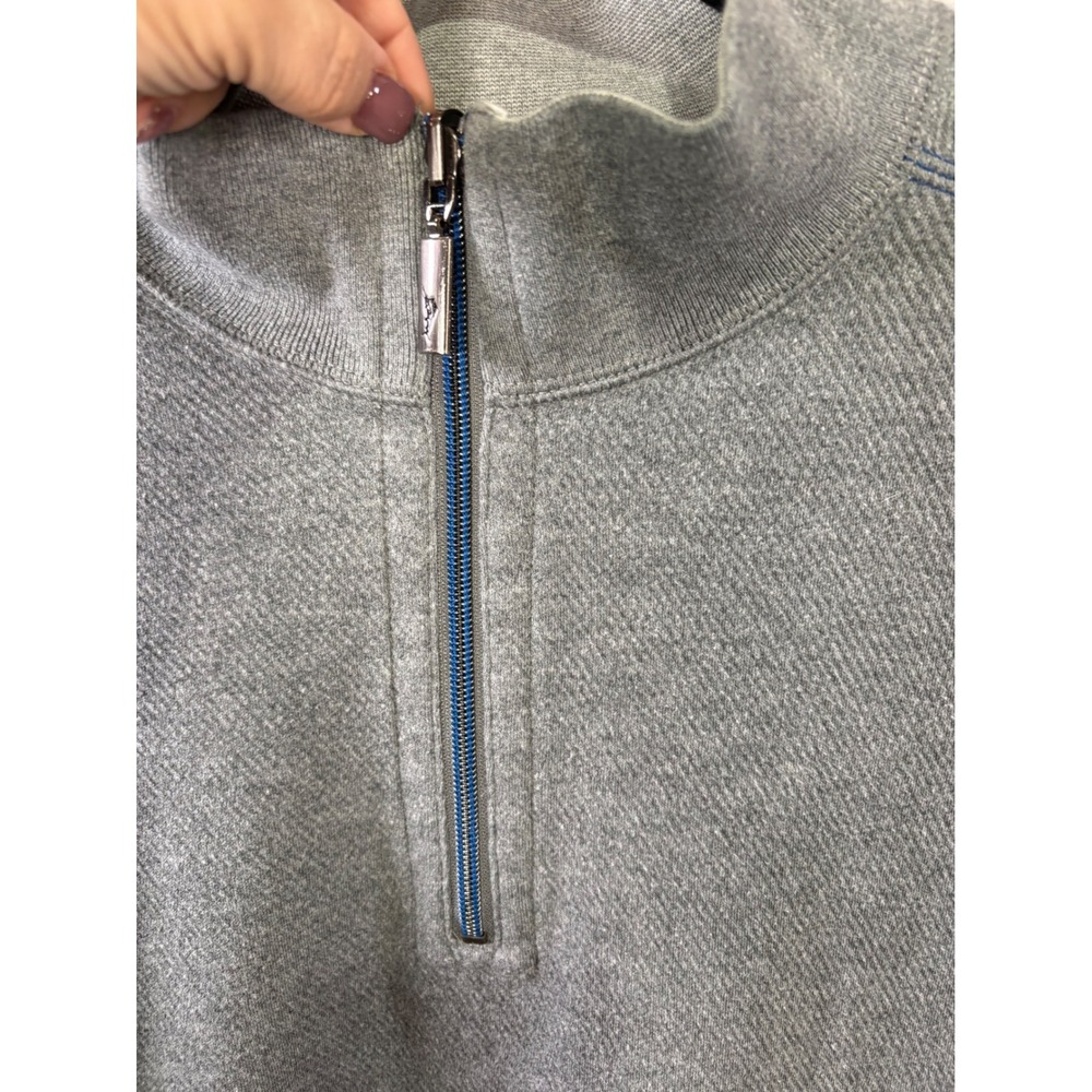 Tommy Bahama Mens 2XL Reversible Quarter Zip Pullover Gray Striped Sweater - Picture 3 of 13